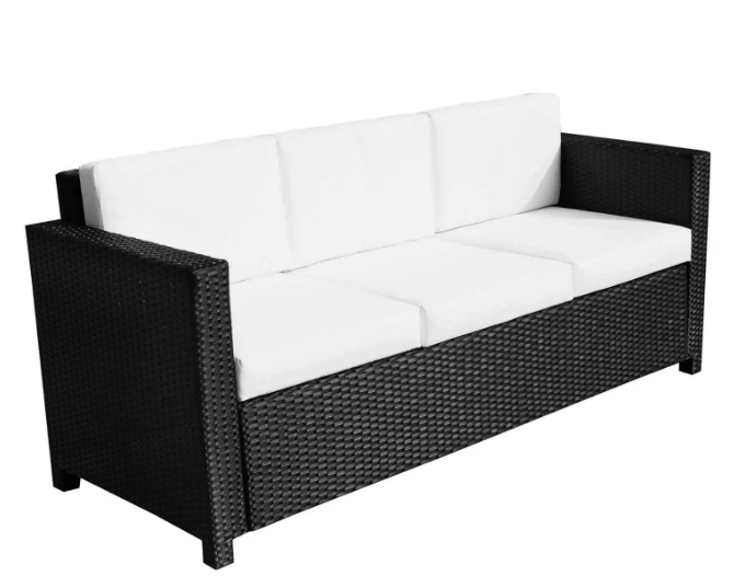 Outsunny 3 Seater Rattan Sofa, Black